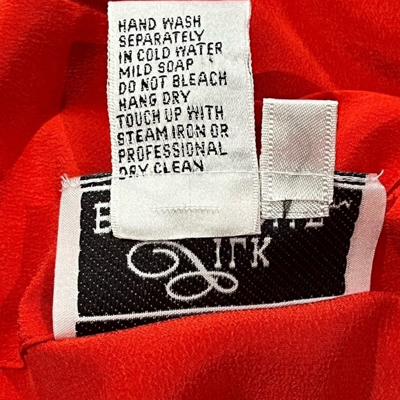 Vintage 100% Silk Red w/ Black Embroidering 2 Button Cardigan Open Blouse - Picture 12 of 16